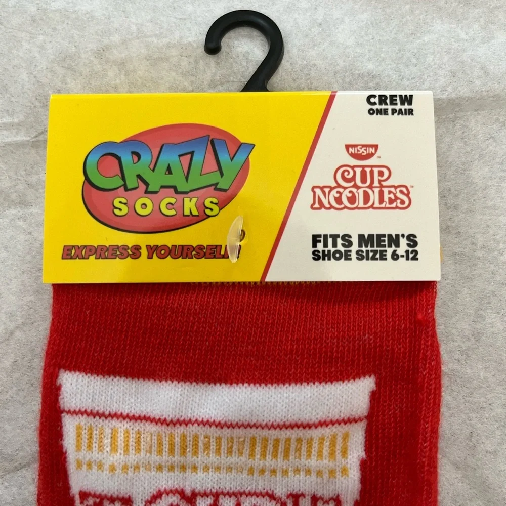 Crazy Socks Cup Noodles Fits Men’s Shoe Size 6-12